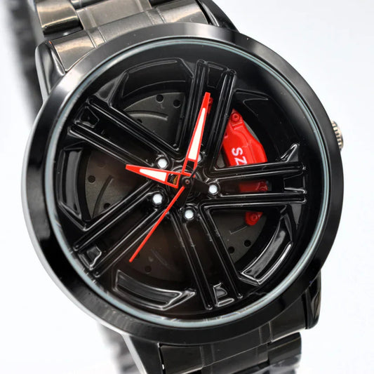 Premium Quality Men Stainless Steel Watch Spinning Alloy Wheel